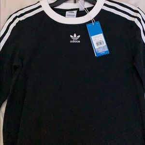 black long sleeve stripped adidas tee